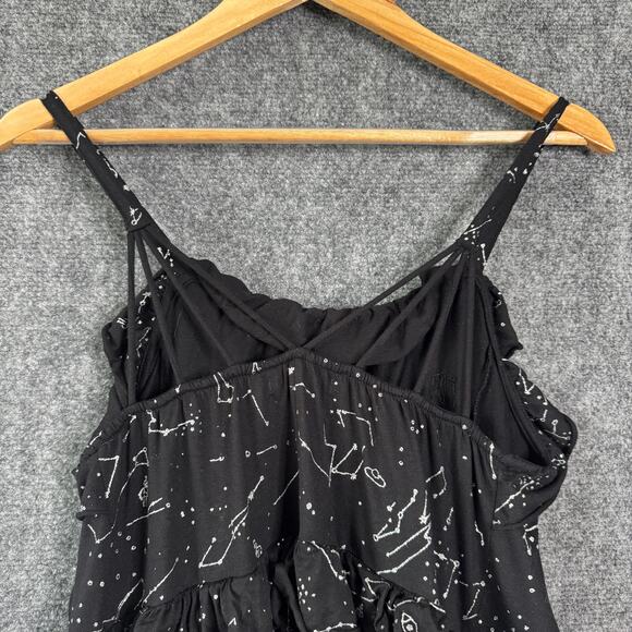 Desigual Cassius Dress Womens Large Black Constellation Ruffle Sleeveless Mini - Picture 9 of 12